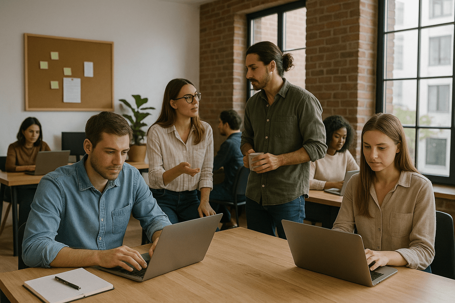 Team collaborating in modern office